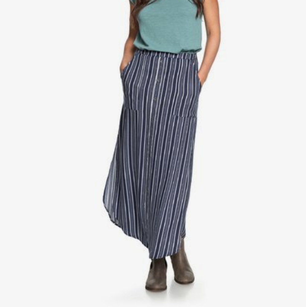 Roxy Striped Sunset Islands Maxi Skirt L
